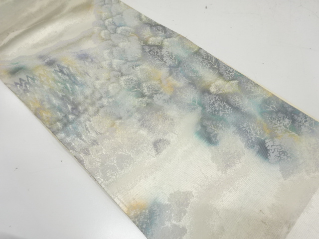 アンティーク　樹木風景模様織り出し袋帯（材料）